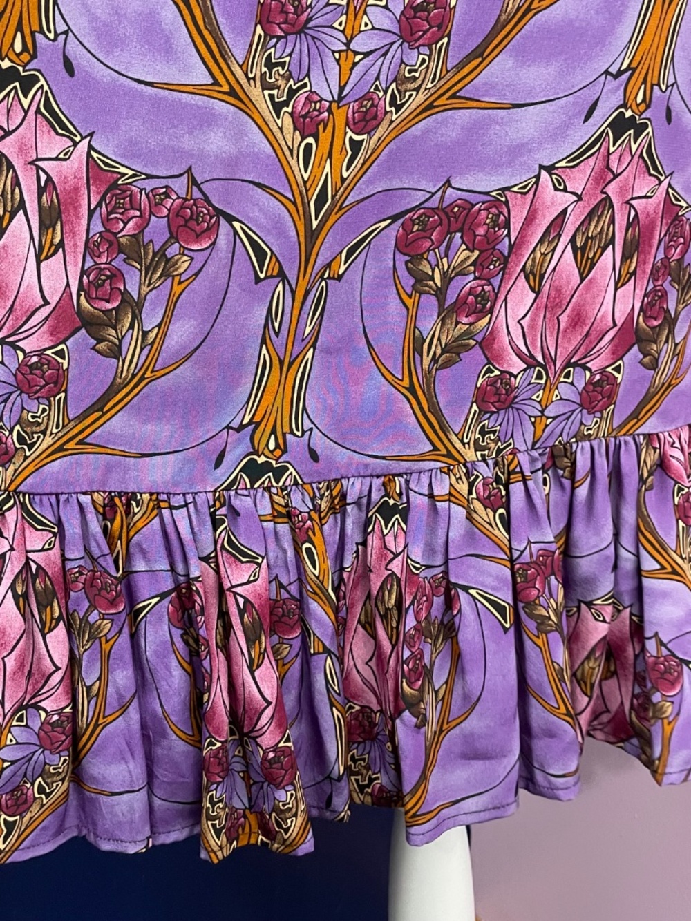 Tracy Reese 100% Silk Dress 6 Y2K Rhinestone Jeweled Floral Empire Waist Purple - Picture 8 of 14